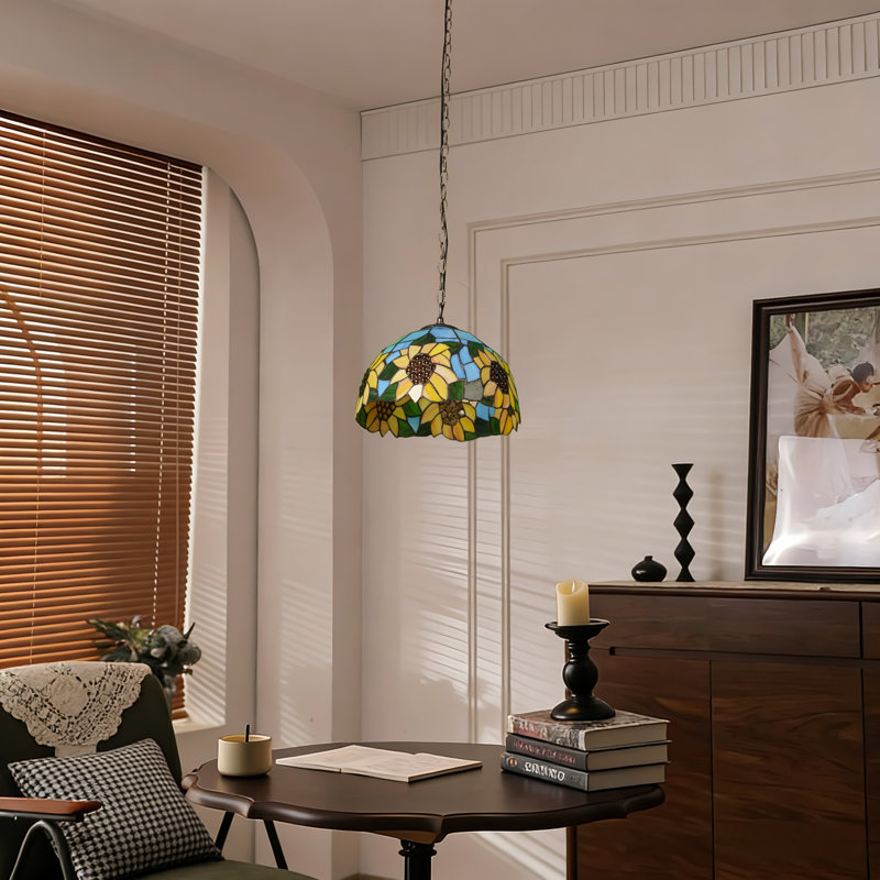 Tiffany Style Sunflower Pendant Lamp, Wall-mounted Control
