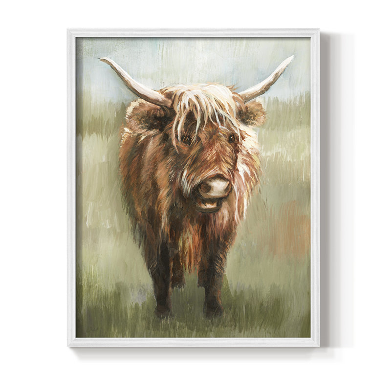 «Happy Highlander», reproduction encadrée - bois massif, H 30 po x l 24 po, Blanc