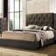 Lit pour chambre à coucher avec tête de lit design, couleur grise, structure en bois d'hévéa pour la chambre à coucher, finition,
