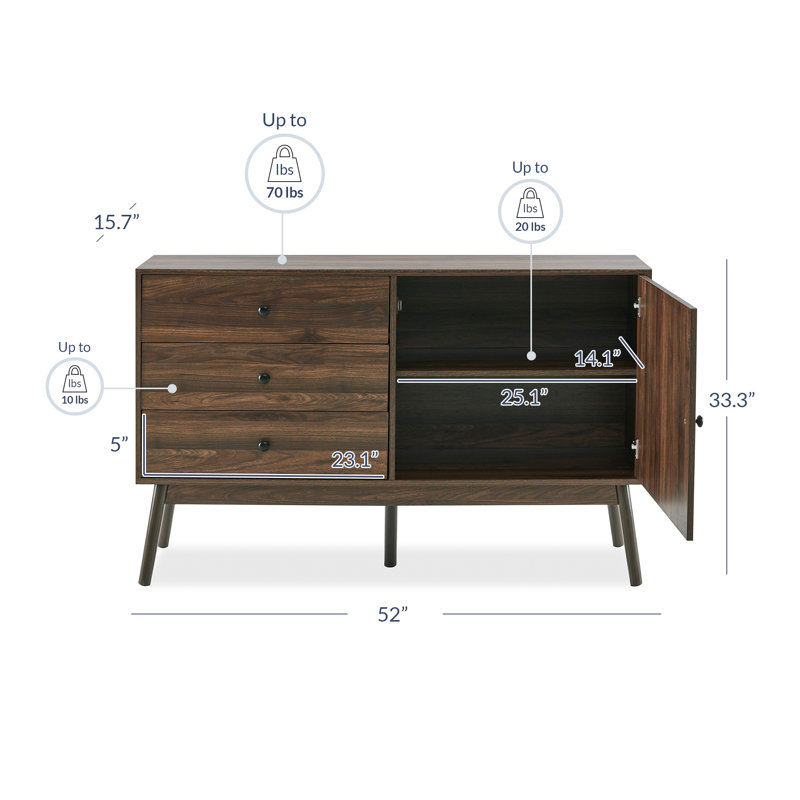 Brianamarie 52'' Sideboard, Dark Walnut