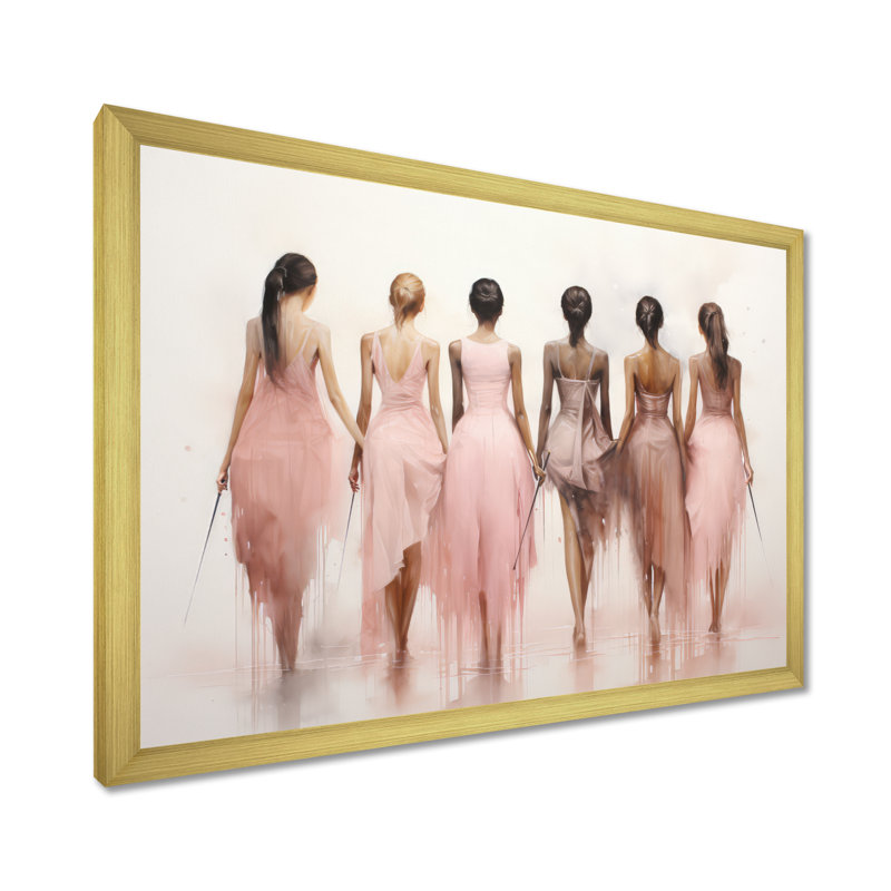 Pink Dance Quiet Ensemble - Danse encadrée, H 30 po x l 40 po x P 1,5 po, Cadre doré simple