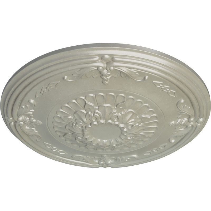 Médaillon de plafond Endurathane Tristan, DO 26 po x P 3 po (convient aux auvents jusqu'à 5 1/2 po), pot peint à la main de finition craquelée crème