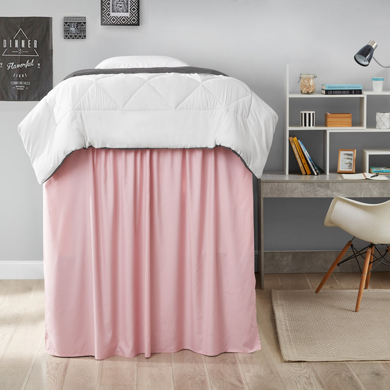Pleated Bed Skirt, Silver Pink, 30