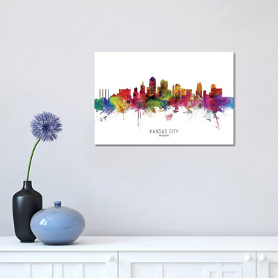 Kansas City Missouri Skyline by Michael Tompsett - 1 Piece Wrapped Canvas Painting