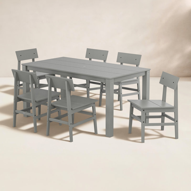 POLYWOOD® 64" Patio Dining Set, Slate Gray