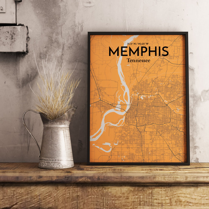 Memphis City Map - Unframed Graphic Art, 17" H x 11" W