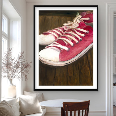 Pink Sneakers - Framed Matted Print for Home Decor