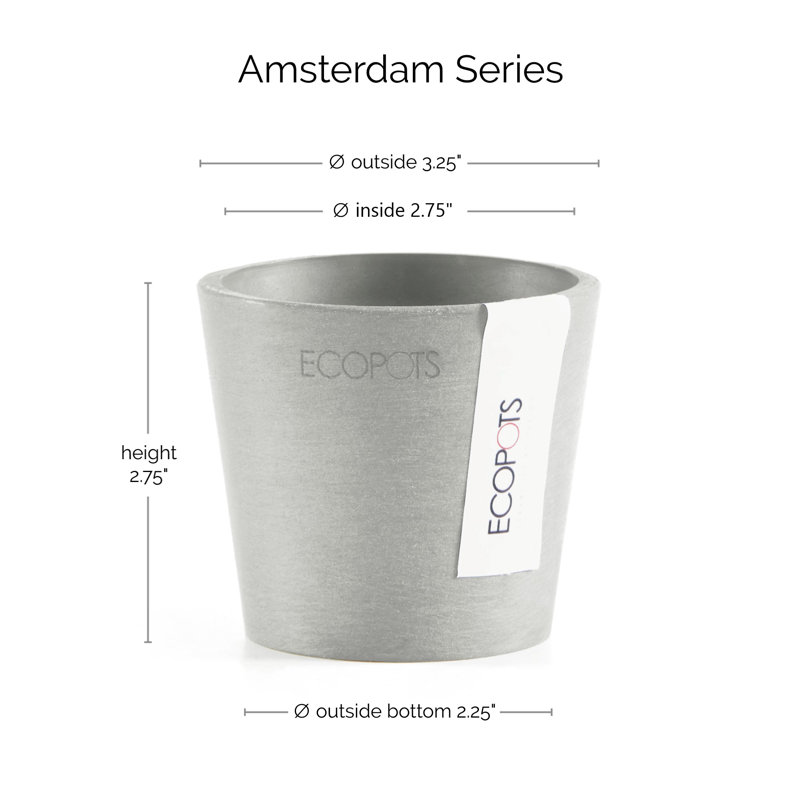 Modern Round Frost-Resistant Gray Recycled Plastic Planter