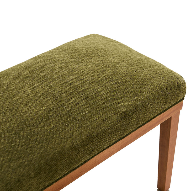 Upholstered Dining Bench Chair  With Solid Wood Legs For Dining Table, 52.8'' W Olive Green Velvet Seat, Green