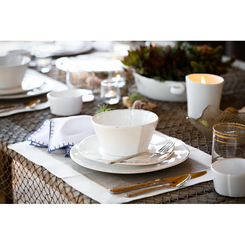 Lastra Handmade Italian Stoneware Dinner Plate, Linen