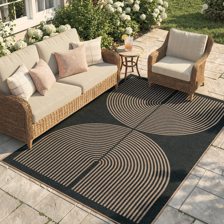 Narze Modern Easy Jute Machine Washable Outdoor Rug with Non-Slip Backing for Ptio Backyard, Deck, Beside Swimming Pool