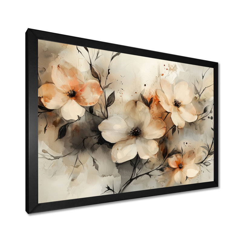 Jabir - Floral Wall Art, Reproduction encadrée d'une seule photo, H 30 po x l 40 po, Noir