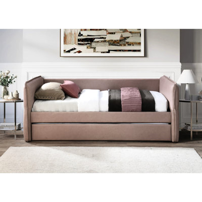 Lit de jour simple sur lit avec couchette en rose cendré mauve, tissu 100%, entretien pratique, profondeur de 45,77 po, largeur de 83,61 po, hauteur de 33,58 po, poids de 104,45 lb, scintillement facile à entretenir, rose