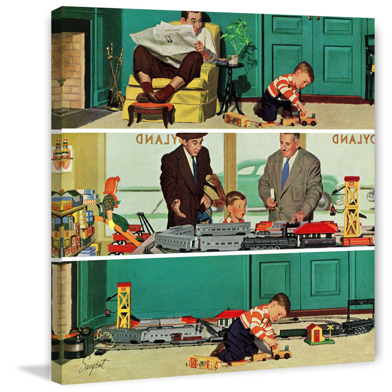 New Toy Train by Richard Sargent - Wrapped Canvas Painting, 81 cm H x 81 cm W