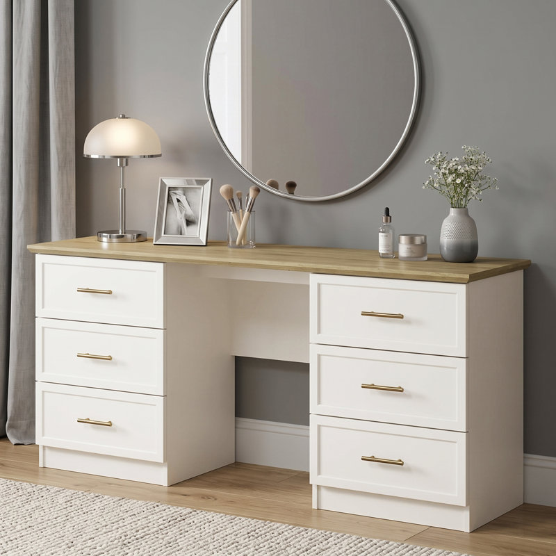 Cleverton 6 Drawer Wide Dressing Table, Ivory
