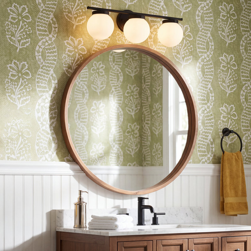 Finian 3-Light Dimmable Steel Vanity Light, Clear, Matte Black