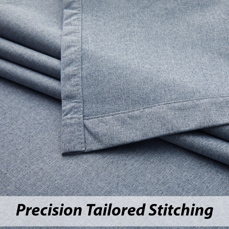 Linen Blackout Eyelet Curtains Set - Thermal Insulated, Noise Reducing, Ready Made Curtains, 168cm Width x 183cm Drop, Grey