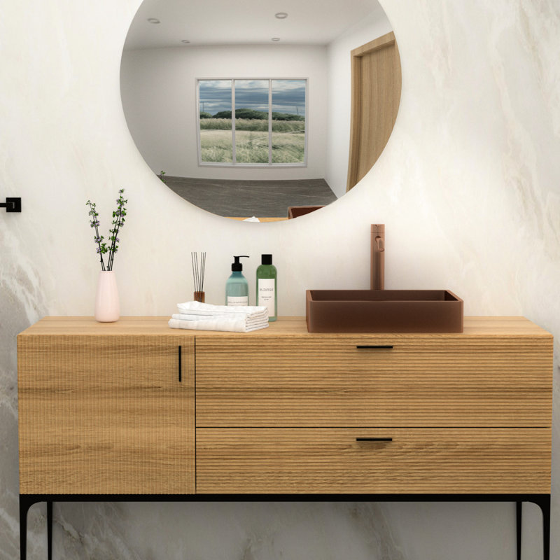 Lavabo de salle de bain 19 po x 15 po en acier inoxydable or rose - Peu d'entretien requis avec un système de drainage avancé