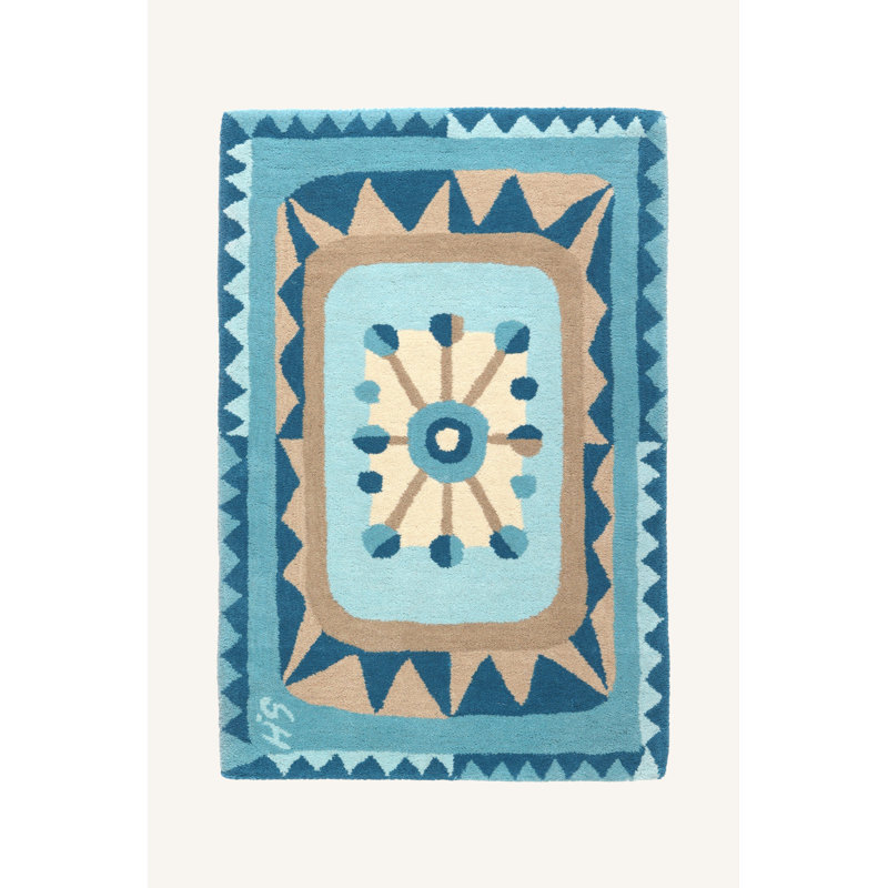 Salih Wool Hand Woven Area Rug, Rectangle 60 x 90cm