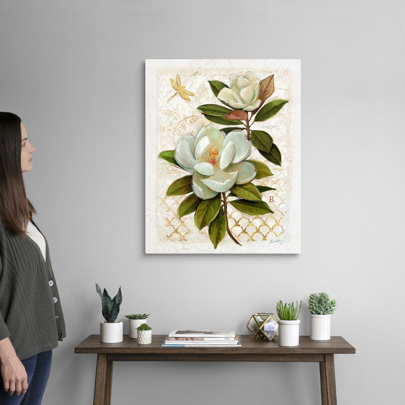 «Heirloom Magnolia» sur toile grise, H 24 po x l 30 po x P 1,25 po, Toile tendue