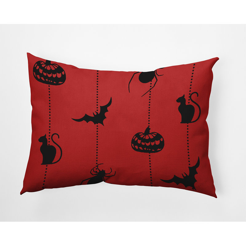 Coussin Halloween, Rouge, H 14 po x l 20 po, Rectangle