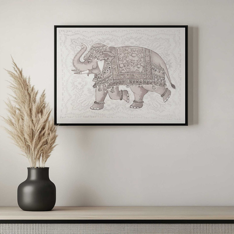 «Graceful Elephant» par Amber Sterling, reproduction d'art, Toile avec cadre, Noir, L 48 x H 36