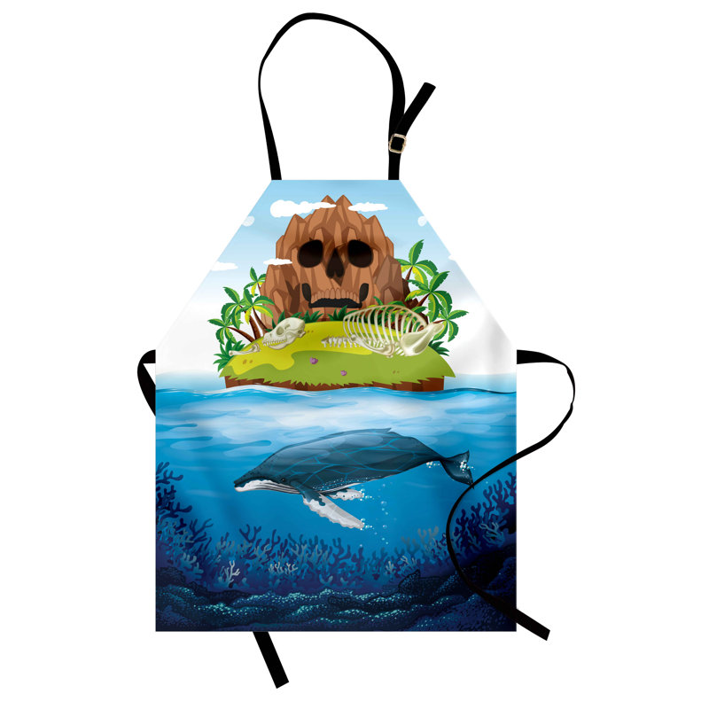 Multicolore tablier East Urban Home Whale unisexe, océan dessiné à la main, taille adulte