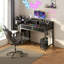 Adjustable Height Iron Computer Desk with Built-In Electrical Outlet-1842759841