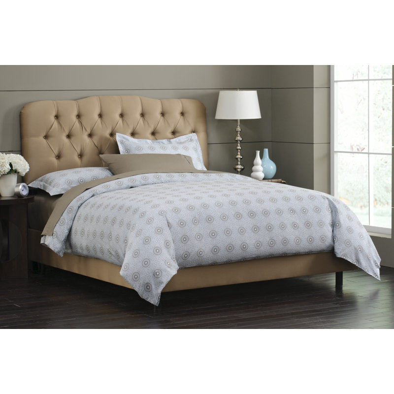 Upholstered Standard Bed, California King, Shantung Khaki