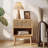 Boho Nightstand, Narrow Wood Side Table with Drawer & Open Shelf, Modern Compact End Table for Small Spaces Bedroom Living Room Dorm