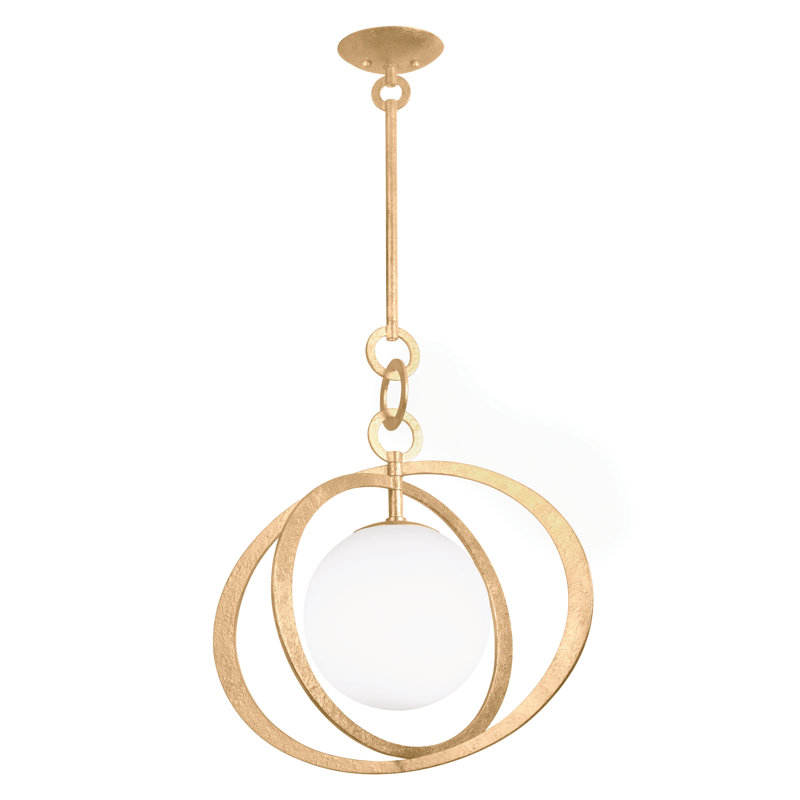 Luminaire suspendu 1 lumière Olancha, Feuille d'or rétro