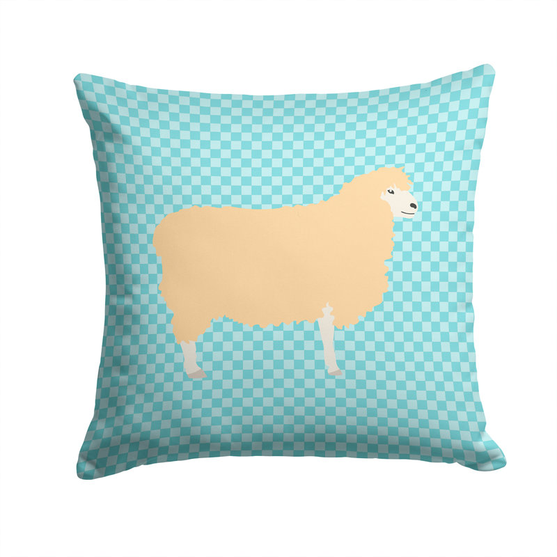 Coussin décoratif extérieur english leicester spennymoor ovin check, 14 po x 14 po, Bleu