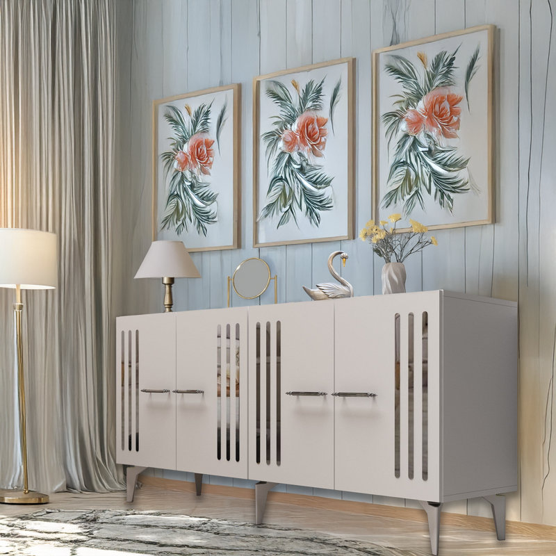 59'' Wide Multipurpose Console With Reflective Stripe, White