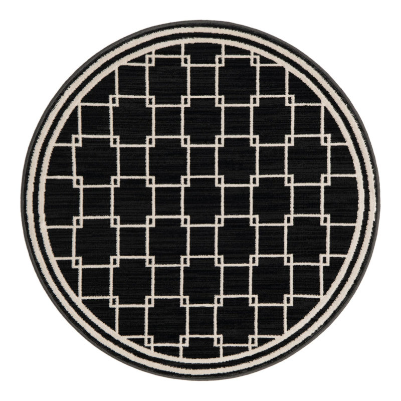 Jill Zarin Metropolitan Uptown Rug Black, Round 3'1"