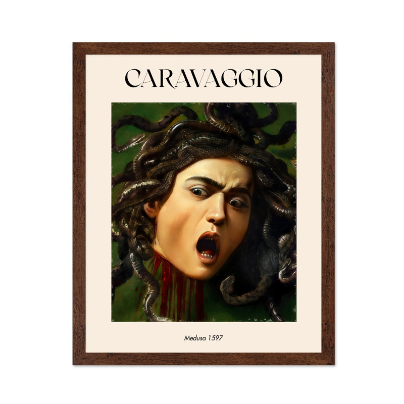 Caravage - Méduse, Poster, Brown Framed, 11"H x 14"W