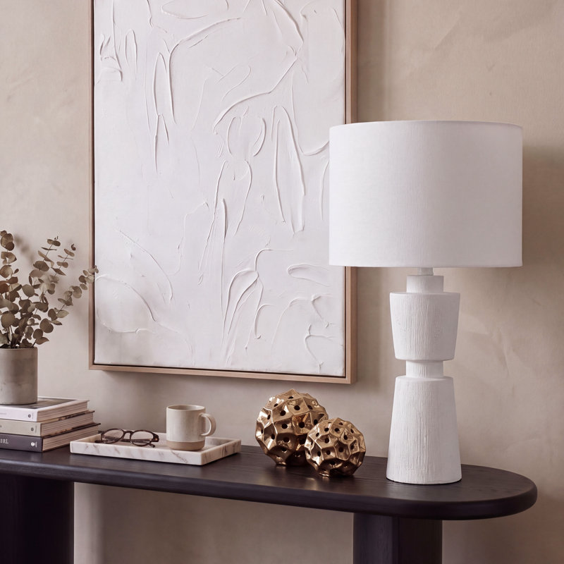 Nici Resin Table Lamp, White Base / White Shade