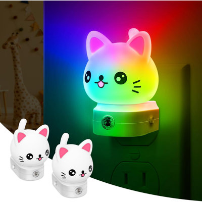 Square Wall Light Black Plug-In Night Light With Light Sensor, 5000K Daylight, Sliding Dimmer