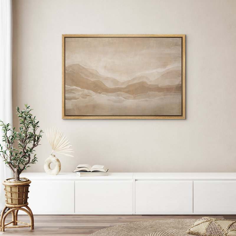 «Soft Neutral Desert Landscape with Layered Mountains», reproduction d'art sur toile encadrée, H 16 po x l 24 po x P 1,5 po