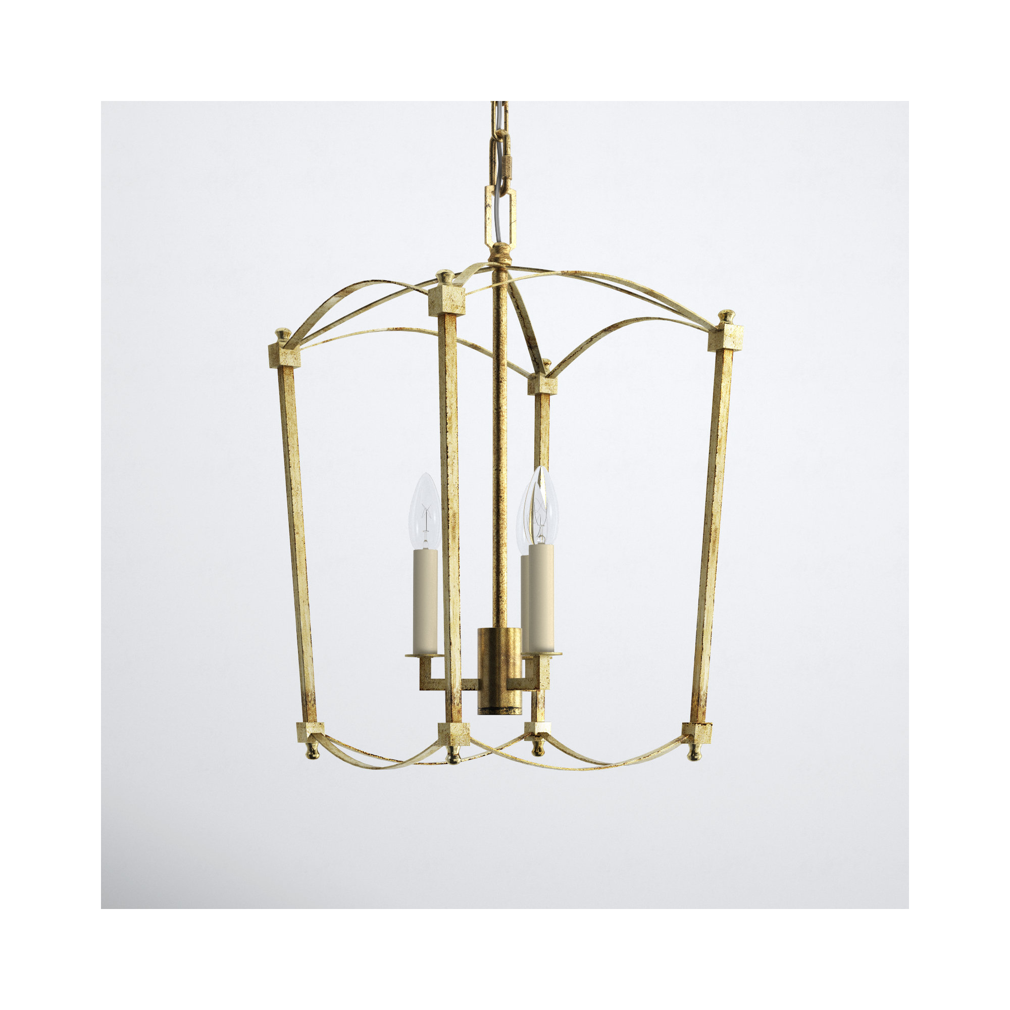 Olive 3-Light Lantern Chandelier, Antique Gold