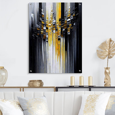 Abstract Geometric Black And Yellow III - Abstract Geometric Acrylic Wall Art Glass