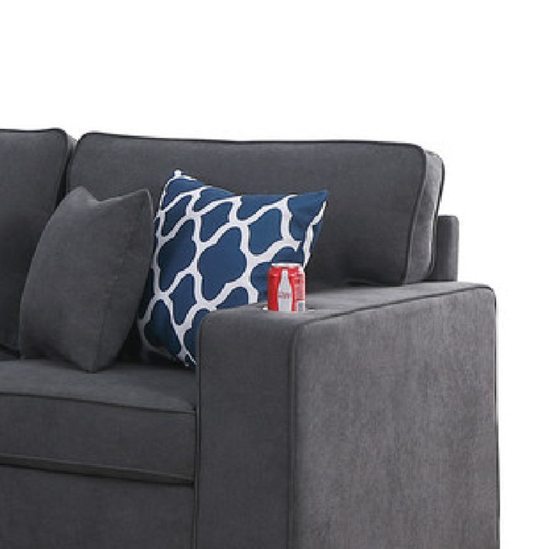 Canapé modulaire en L réversible Nid, porte-gobelet, lin gris 125 po, Gris Pierre