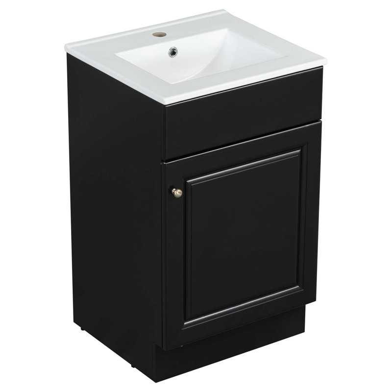 Meuble-lavabo polyvalent avec des caractéristiques haut de gamme pour un rangement élégant, Noir