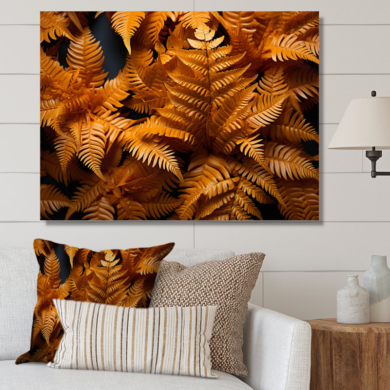 Orange fougère champ vibrante - impression, H 12 po x l 20 po x P 1 po, Toile tendue