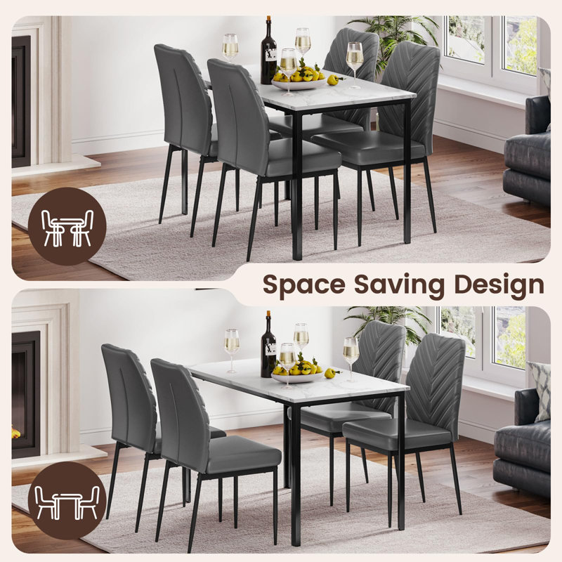 4 - Person Dining Set, White, Grey