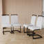 Table de salle à manger 5 pièces en verre moderne avec pieds en métal noir et chaises ergonomiques en polyuréthane pour un repas en famille, un plateau de table carré de 51 pouces convient facilement à 4 personnes dans la cuisine ou la pièce, sans accoudoirs et une atmosphère détendue-566168314