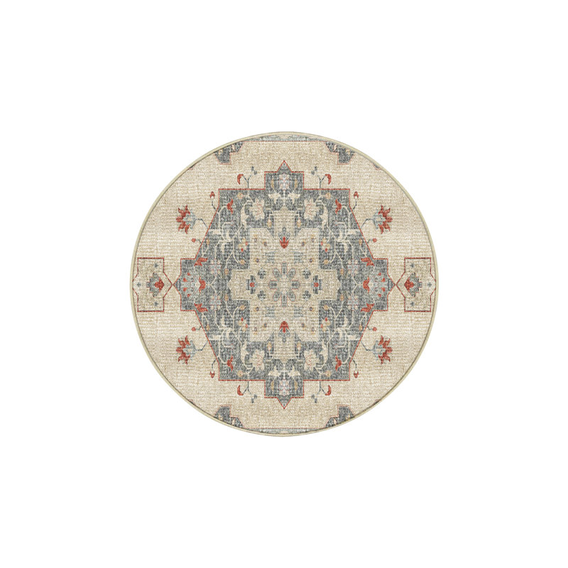 Fionola Hand Loomed Washable Oriental Indoor Rug, Round 6'