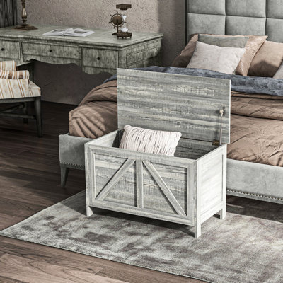 Coffre de rangement 30 po avec dessus relevable - grain de bois gris pour la chambre à coucher, le salon, le vestibule