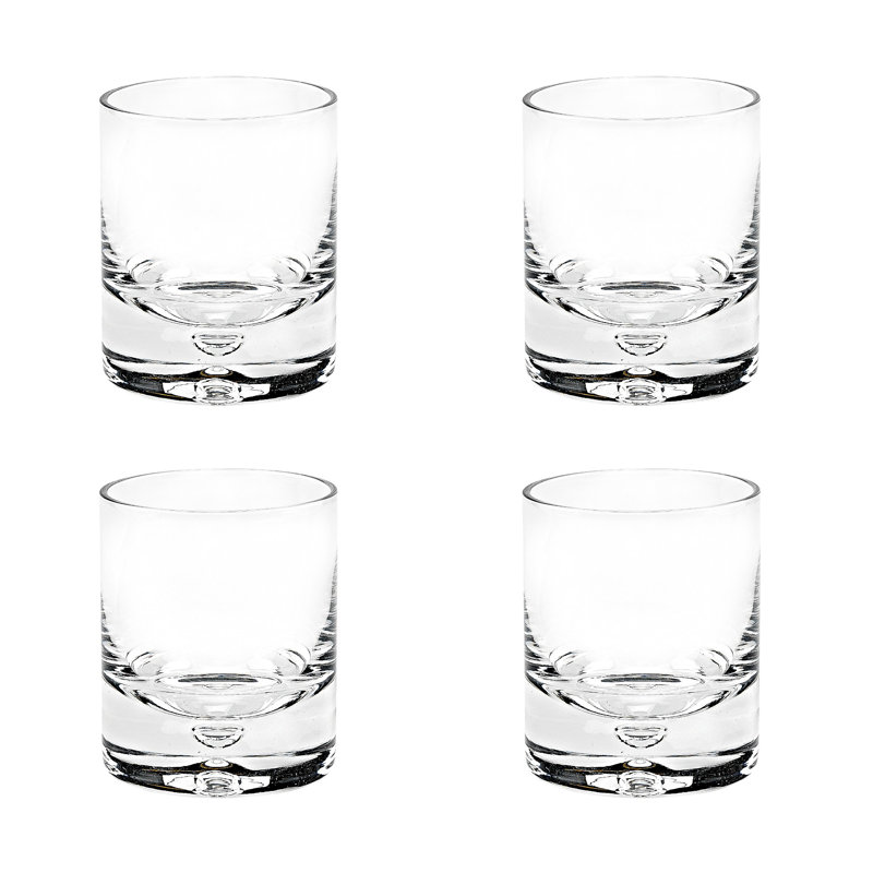 Ensemble de quatre verres à whisky en cristal transparent, 6 oz