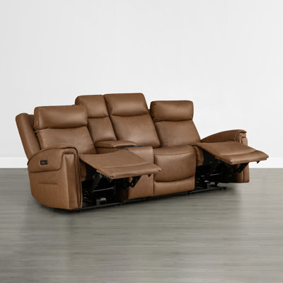 Super Zero-Gravity Genuine Leather Dual Motor 3PC Power Sofa With Power Headrest & Multi-Function Console