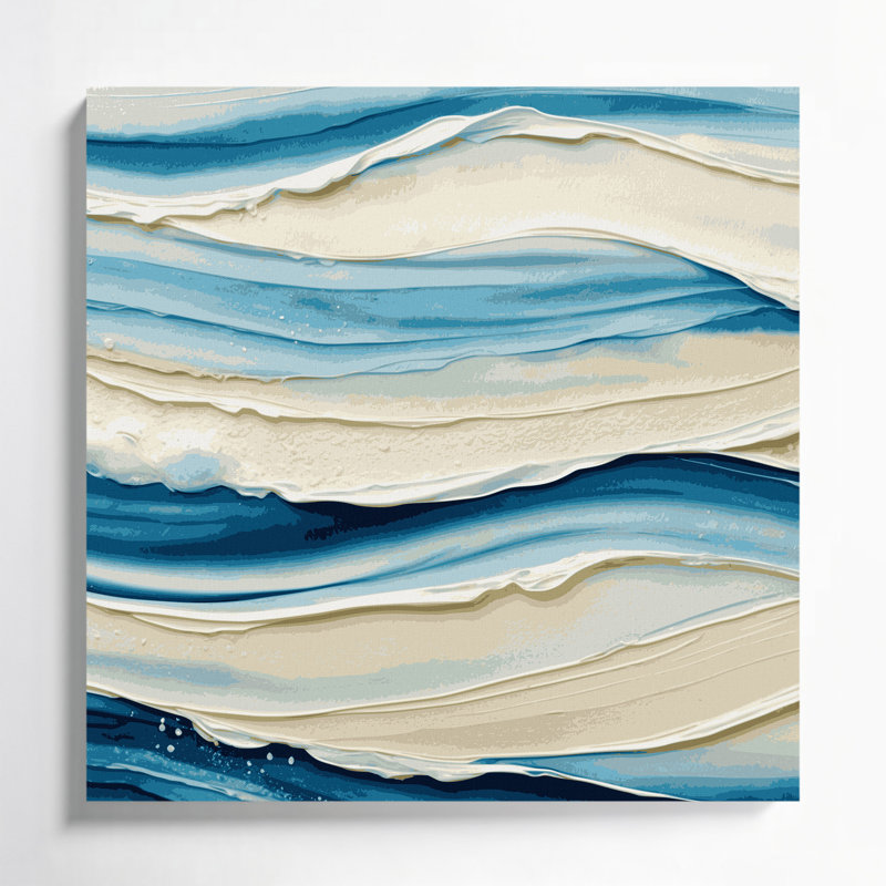 Toile horizontale rayée gris ciel, H 12 po x l 12 po